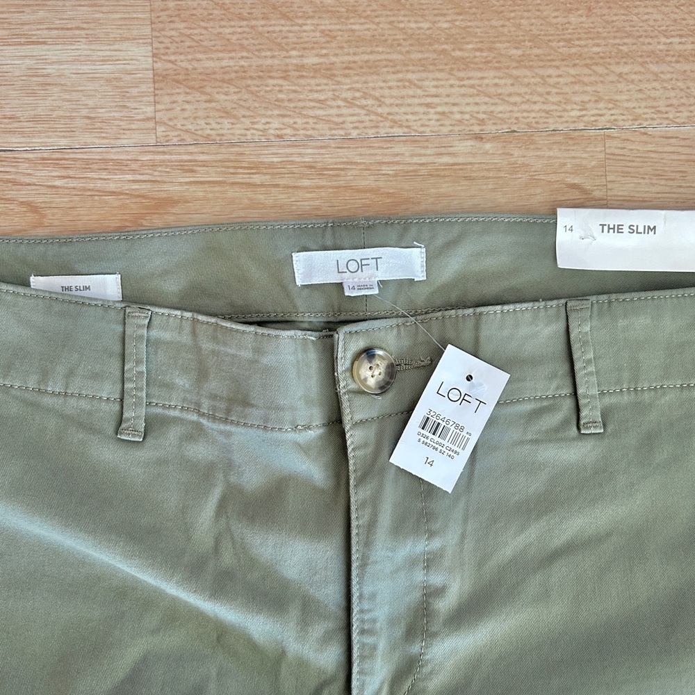 NWT Loft The Slim Monroe Olive Green Chino Ankle Pants 14 - Picture 7 of 8